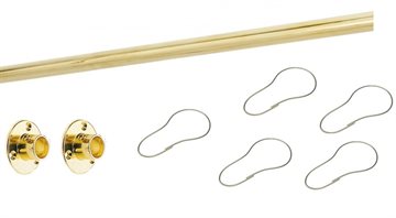 Messing badeforhængstang Ø25 mm x 2 m med flanger & ringe